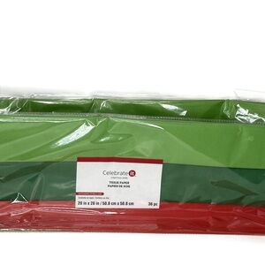 72 Pieces Tissue Paper Set of 2 Red Green